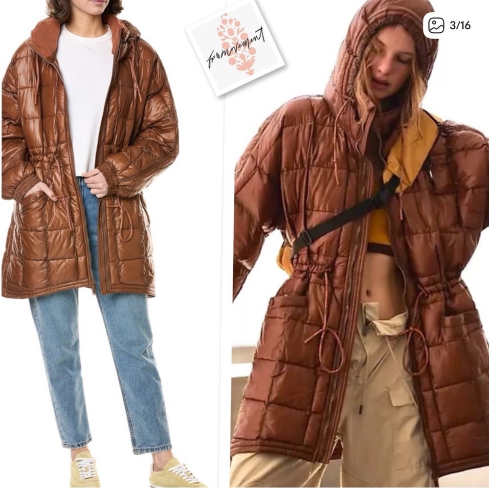 FREE PEOPLE MOVEMENT Patricia Packable Quilted Coat In Amber Size S